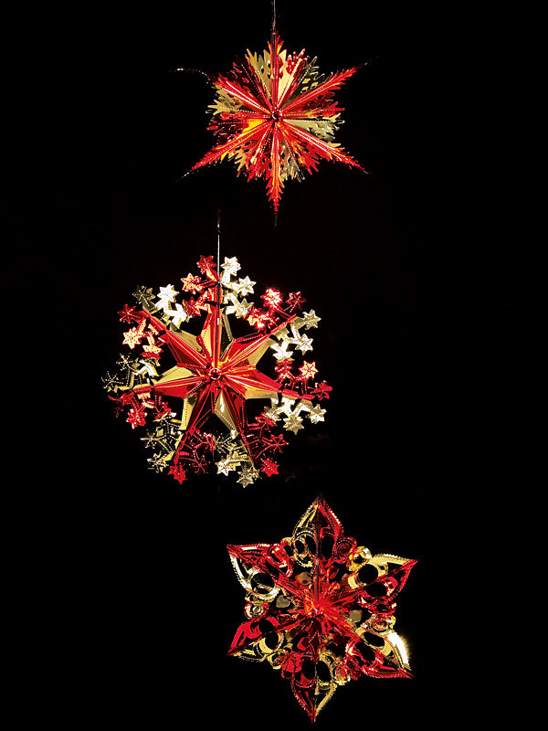 40cm Foil Starburst Christmas Decoration - Red & Gold