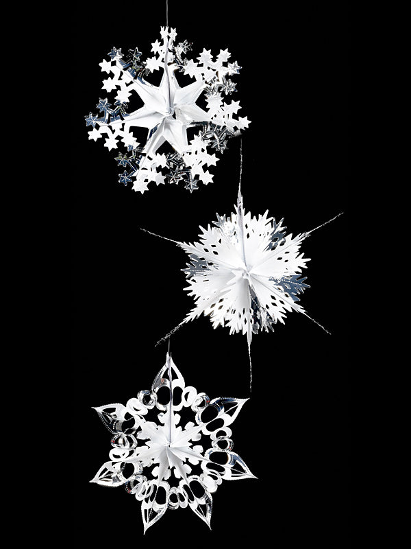 40cm Foil Starburst Christmas Decoration - Silver & White