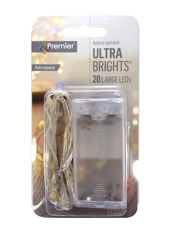 20 Battery Operated Indoor Pin Wire Lights - Multi LED
