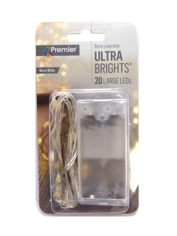 20 Battery Operated Indoor Pin Wire Lights - Warm White LED