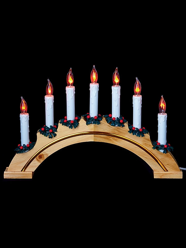 7 Flicker Flame Christmas Candle Bridge - Natural