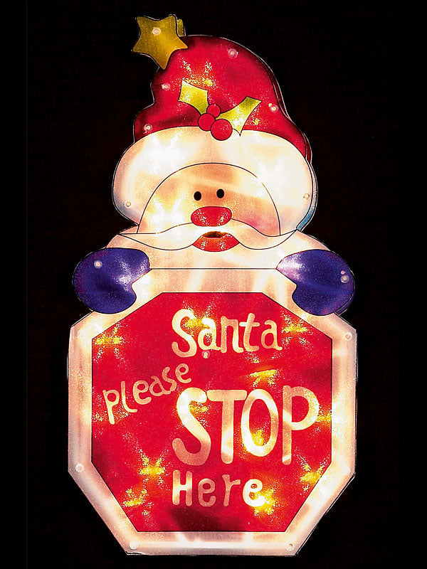 Santa Please Stop Window Silhouette Light