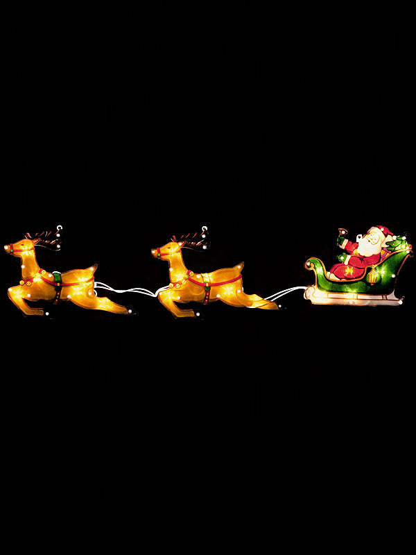 Santa In Sleigh with Reindeers Window Silhouette Light