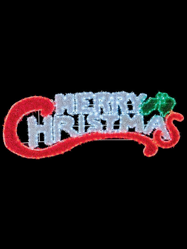 145 x 50cm Merry Christmas Sign Rope Light Silhouette with 384