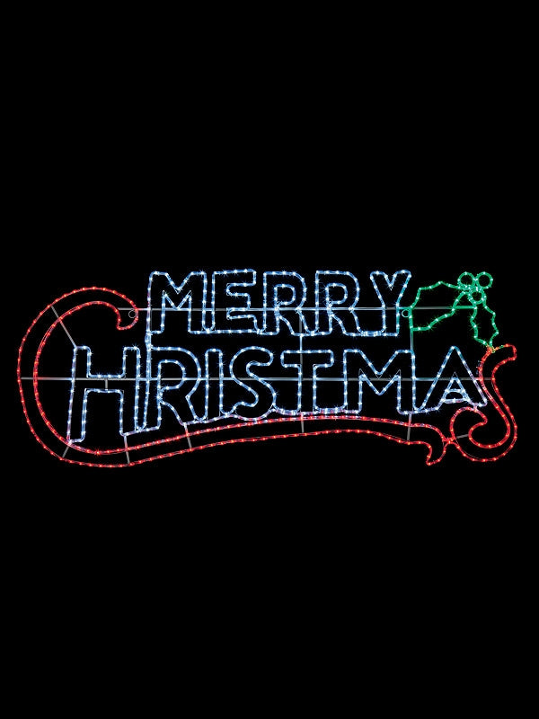 200 x 82cm Merry Christmas Sign Rope Light Silhouette with Multi Leds 