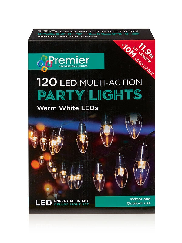 120 Large LED Multi-Action Lights - Warm White