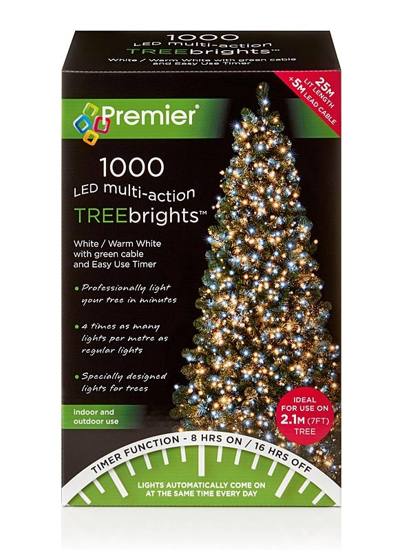 1000 LED Christmas Treebrights with Timer - Warm White & White