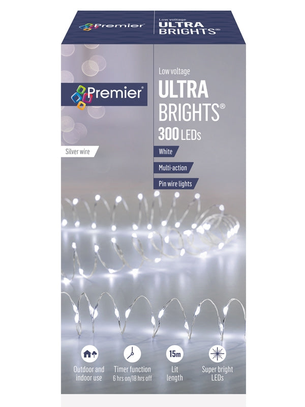 300 Multi-Action LED Ultrabrights with Timer - White