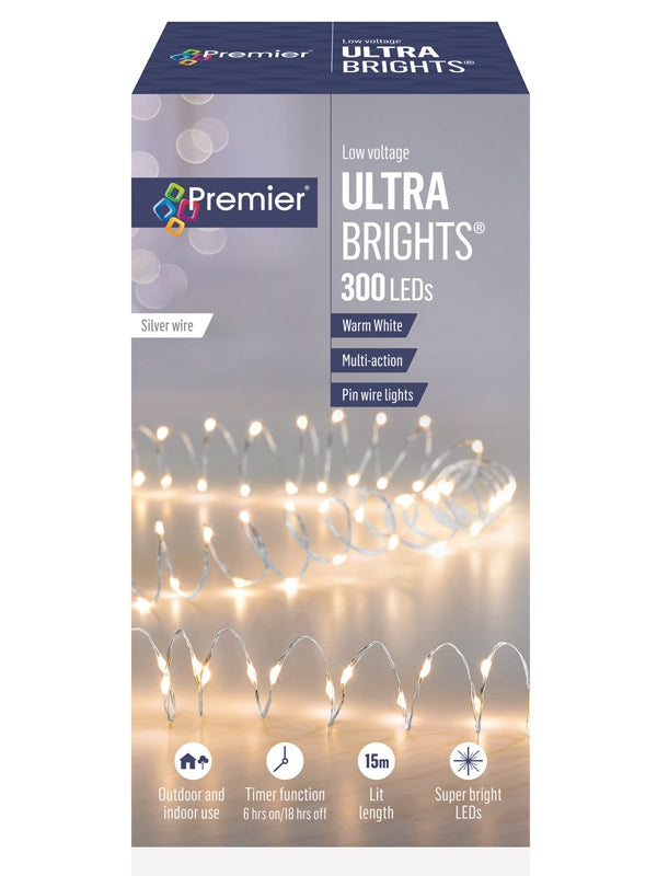 300 Multi-Action LED Ultrabrights with Timer - Warm White