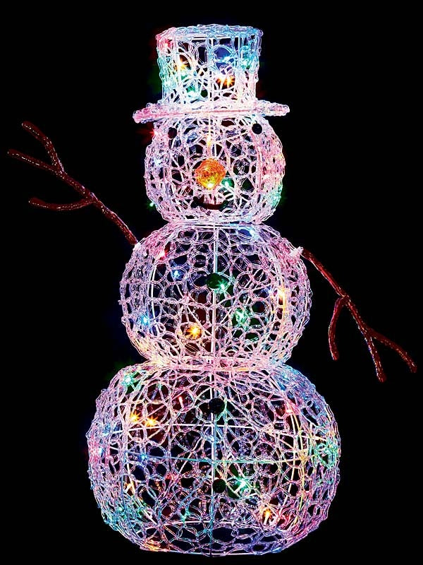 90cm Lit Soft Acrylic Snowman with 80 Multi LEDs