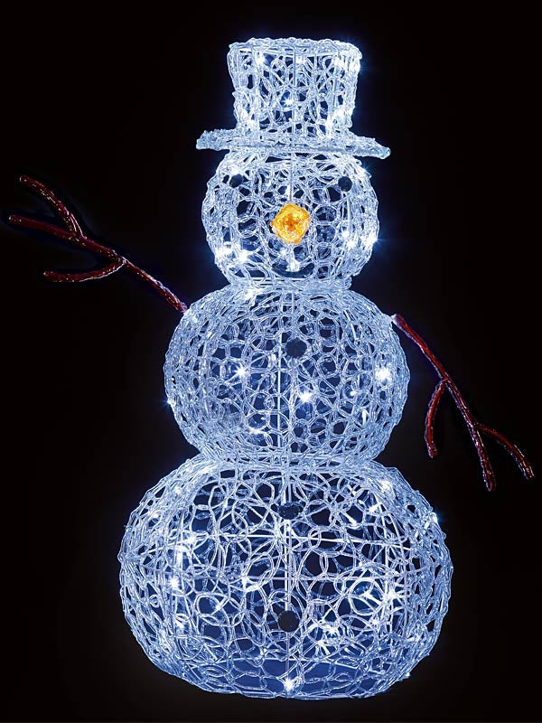 90cm Lit Soft Acrylic Snowman with 80 White LEDs