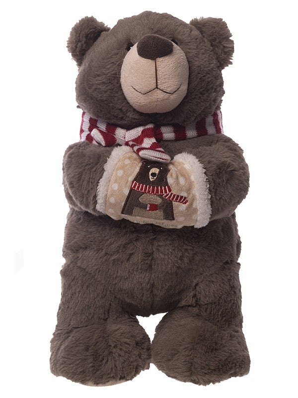 35cm Brown Standing Bear with Hand Warmer