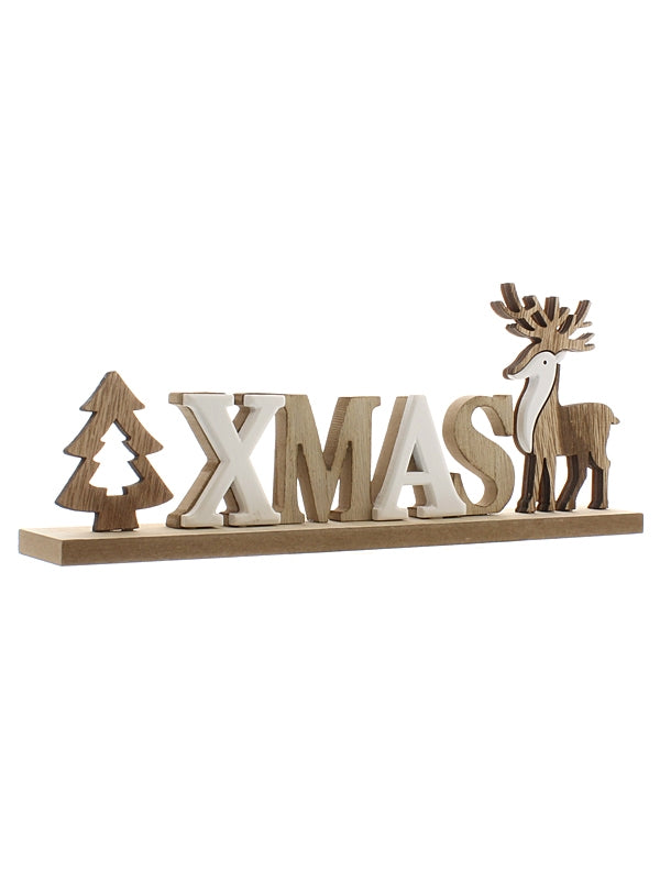 28cm Wooden Christmas & Reindeer Sign