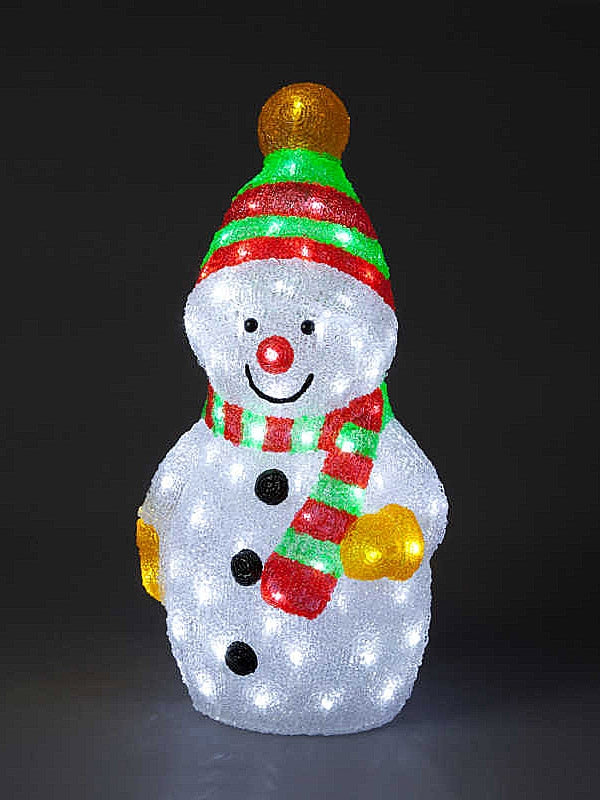58cm Snowman with Green & Red Hat & Scarf with 96 Ice White LEDs