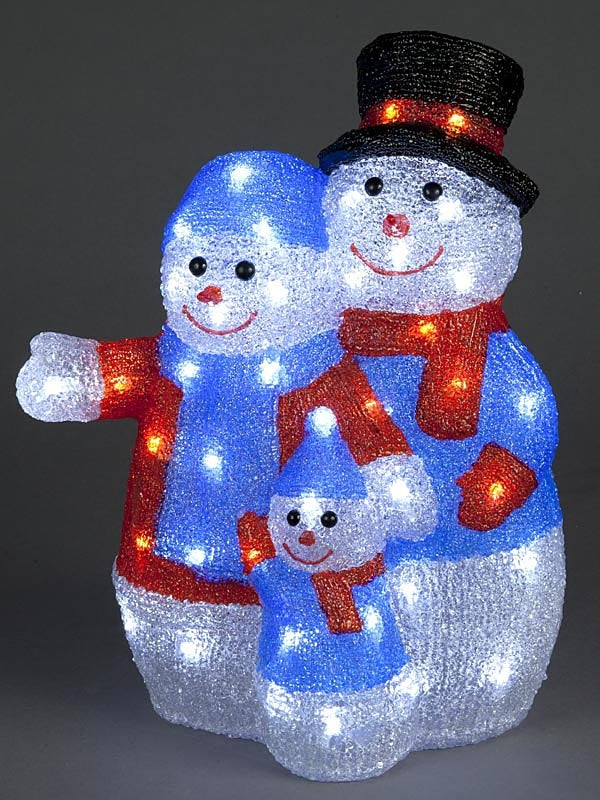 41cm Acrylic Snowman Family with 40 Ice White LEDs